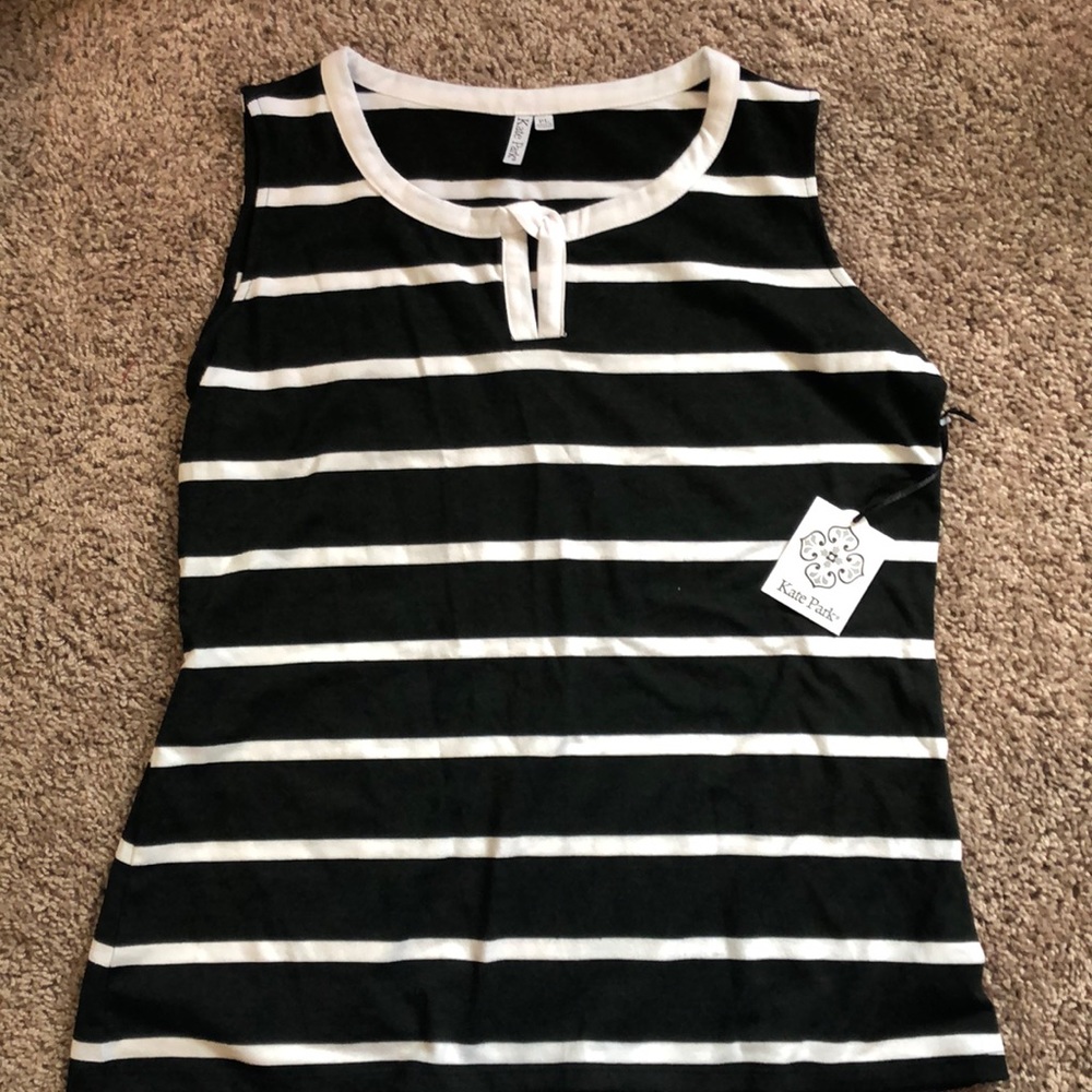 Black and white striped sleeveless top